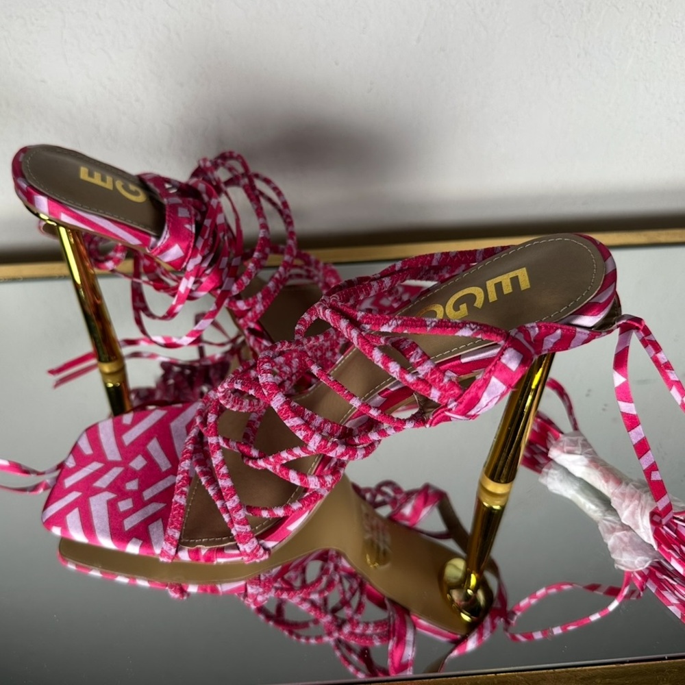 EGO Pink Patterned Rope Heels – Size 10 - Picture 2 of 4